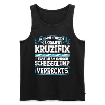 Boarisch Kruzifix Scheissglump Verreckts München - Männer Premium Bio Tank Top - Schwarz - Vorne - Michal (187cm)
