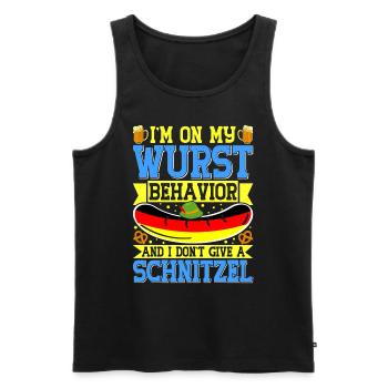 Deutschland On my Wurst Behavior Brezeln Bierfan - Männer Premium Bio Tank Top - Schwarz - Vorne - Michal (187cm)