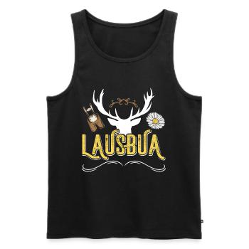 Bayerischer Lausbua Trachten Shirt Männer - Men's Premium Organic Tank Top - black - Front - AI Model Male 178 light (178cm)