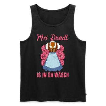 Mein Dirndl is in da Wäsch Bayerisches Dirndl Shir - Männer Premium Bio Tank Top - Schwarz - Vorne - AI Model Male 178 light (178cm)