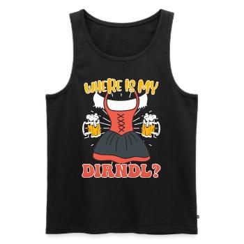 Trachten Shirt Wo ist mein Dirndl? Bayerisches - Männer Premium Bio Tank Top - Schwarz - Vorne - Michal (187cm)