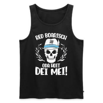 Bayerisch Red Boarisch oda Hoit dei Mei! Bayern - Männer Premium Bio Tank Top - Schwarz - Vorne - AI Model Male 178 light (178cm)