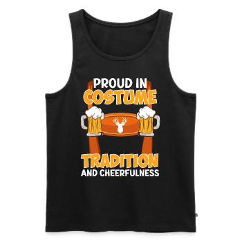 Lederhose Proud in Costume Tradition Cheefulness - Männer Premium Bio Tank Top - Schwarz - Vorne - AI Model Male 178 light (178cm)