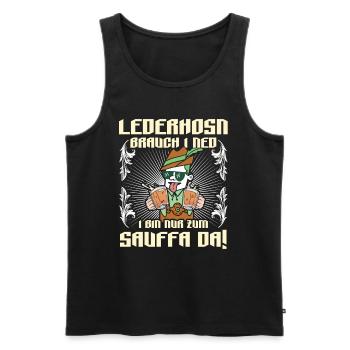 Lederhosn Brauch I ned Bin zum Sauffn Da Bierfan - Männer Premium Bio Tank Top - Schwarz - Vorne - Michal (187cm)