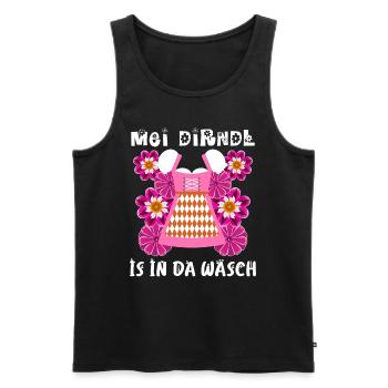 Mein Dirndl is in da Wäsch Bayern Shirt - Männer Premium Bio Tank Top - Schwarz - Vorne - AI Model Male 178 light (178cm)