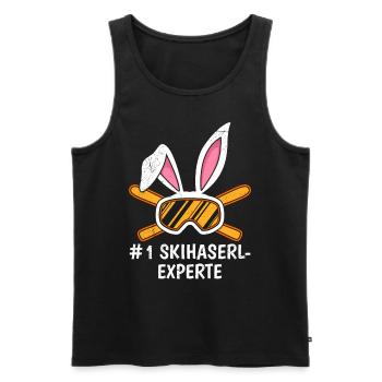 Skihaserl Experte Nummer 1 Hasenohren Frauen - Männer Premium Bio Tank Top - Schwarz - Vorne - Michal (187cm)
