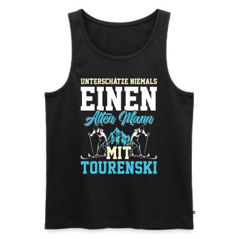 Unterschätze Nie einen Alten Mann mit Tourenski - Männer Premium Bio Tank Top - Schwarz - Vorne - Michal (187cm)