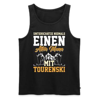 Unterschätze Nie einen Alten Mann mit Tourenski - Männer Premium Bio Tank Top - Schwarz - Vorne - Michal (187cm)