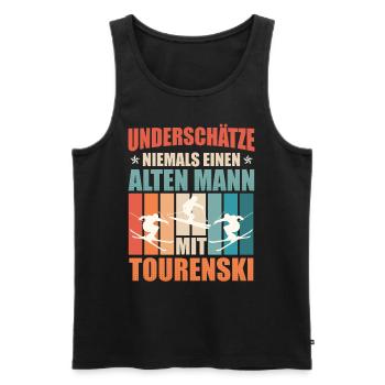 Unterschätze Niemals einen Mann mit Tourenski - Männer Premium Bio Tank Top - Schwarz - Vorne - Michal (187cm)