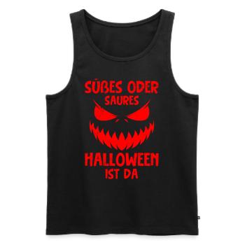 Süßes oder Saures Halloween Kürbis Gruselig - Männer Premium Bio Tank Top - Schwarz - Vorne - Michal (187cm)