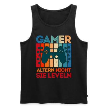 Gamers Don't Age Them Leveling B-Day Video Players - Men's Premium Organic Tank Top - black - Front - Michal (187cm)