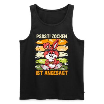 Videospiele Pssst! Zocken ist Angesagt Vide Gamer - Männer Premium Bio Tank Top - Schwarz - Vorne - AI Model Male 178 light (178cm)