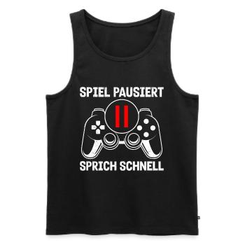Spiel Pausiert Sprich Schnell Videospiele Konsole - Männer Premium Bio Tank Top - Schwarz - Vorne - Michal (187cm)
