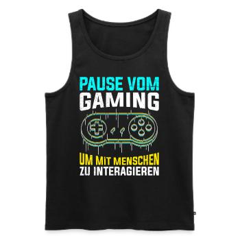 Video Spieler Pause vom Gaming Controller Video - Männer Premium Bio Tank Top - Schwarz - Vorne - Michal (187cm)