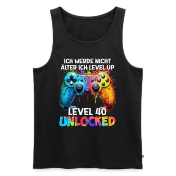 Level 40 Unlocked Video Spieler Bday 40 Jahre - Männer Premium Bio Tank Top - Schwarz - Vorne - Michal (187cm)