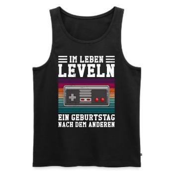 B-Day Im Leben Leveln Ein Bday Nach dem Andern - Männer Premium Bio Tank Top - Schwarz - Vorne - Michal (187cm)
