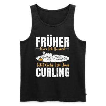 Curler Spruch Heute Gehe ich zum Curling - Männer Premium Bio Tank Top - Schwarz - Vorne - Michal (187cm)