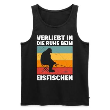 Eis Angler Verliebt in die Ruhe beim Eisfischen - Männer Premium Bio Tank Top - Schwarz - Vorne - AI Model Male 178 light (178cm)