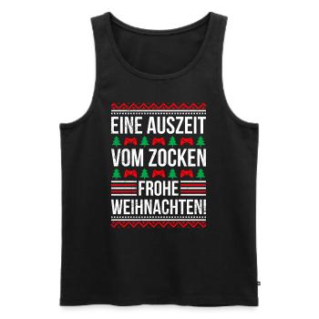 Gamer Auszeit vom Zocken Frohe Weihnachten! - Männer Premium Bio Tank Top - Schwarz - Vorne - AI Model Male 178 light (178cm)
