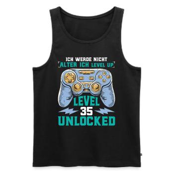 Retro Gamer B-Day Level 35 Unlocked Zocker - Männer Premium Bio Tank Top - Schwarz - Vorne - Michal (187cm)