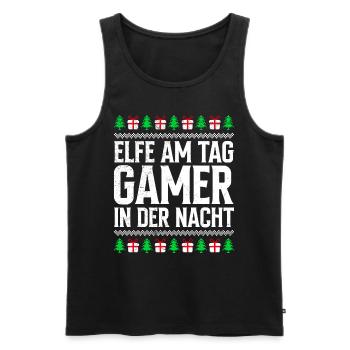 Elfe am Tag Gamer in der Nacht Weihnachten - Männer Premium Bio Tank Top - Schwarz - Vorne - Michal (187cm)