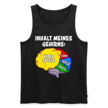 Gamer Inhalt meines Gehirns: Video Spiele Zocken - Männer Premium Bio Tank Top - Schwarz - Vorne - Michal (187cm)