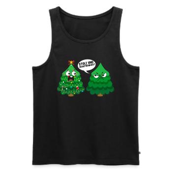 Tannenbaum Stolz und Selbstbewusst Weihnachten - Männer Premium Bio Tank Top - Schwarz - Vorne - Michal (187cm)