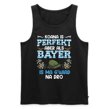 Bayerisch Koana is Perfekt aber als Bayer - Männer Premium Bio Tank Top - Schwarz - Vorne - AI Model Male 178 light (178cm)