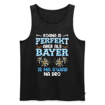 Bayerisch Koana is Perfekt aber als Bayer - Männer Premium Bio Tank Top - Schwarz - Vorne - AI Model Male 178 light (178cm)