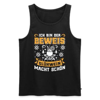 Glühwein Ich bin der Beweis Glühwein macht Schön - Männer Premium Bio Tank Top - Schwarz - Vorne - Michal (187cm)
