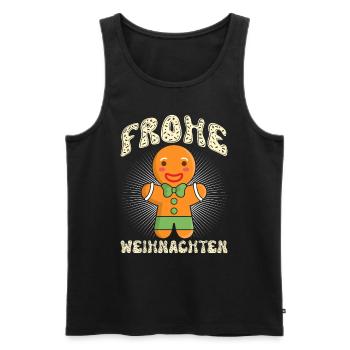 Lebkuchenmann Frohe Weihnachten Lebkuchengebäck - Männer Premium Bio Tank Top - Schwarz - Vorne - Michal (187cm)