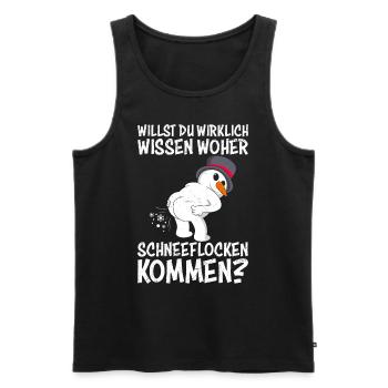 Schneemann Willst du Wissen Woher Schneeflocken - Männer Premium Bio Tank Top - Schwarz - Vorne - Michal (187cm)