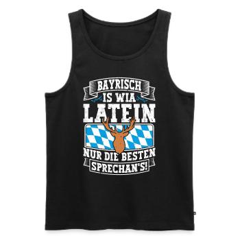 Bayerisch is Wia Latein München Shirt Bayern - Männer Premium Bio Tank Top - Schwarz - Vorne - Michal (187cm)
