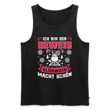Glühwein Ich bin der Beweis Glühwein macht Schön - Männer Premium Bio Tank Top - Schwarz - Vorne - Michal (187cm)