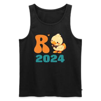 Rente 2024 Entchen Rentenalter Renteneintritt - Männer Premium Bio Tank Top - Schwarz - Vorne - Michal (187cm)