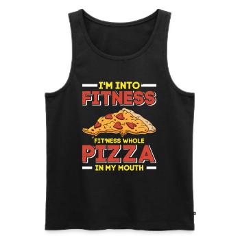 Cuisson de pizzas Je suis dans la forme physique Pizza entière dans la bouche - Débardeur bio Premium Homme - noir - Devant - AI Model Male 178 light (178cm)