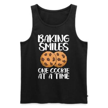 Baking Smiles One Cookie at a Time Christmas - Men's Premium Organic Tank Top - black - Front - Michal (187cm)