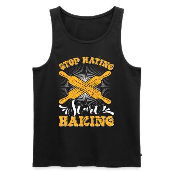 Baker Stop Hating Start Baking Love - Men's Premium Organic Tank Top - black - Front - Michal (187cm)