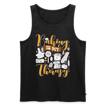 Baking is my therapy baking lover bakery - Men's Premium Organic Tank Top - black - Front - AI Model Male 178 light (178cm)