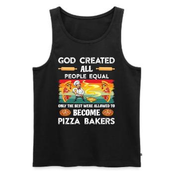 Gott Schuf alle Menschen gleich Pizzabäcker - Männer Premium Bio Tank Top - Schwarz - Vorne - AI Model Male 178 light (178cm)