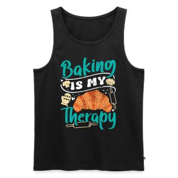La pâtisserie est ma thérapie Brotbäcker Backen - Débardeur bio Premium Homme - noir - Devant - Michal (187cm)