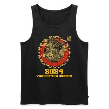 2024 Year of the Dragon Chinesisches Neujahr - Männer Premium Bio Tank Top - Schwarz - Vorne - Michal (187cm)