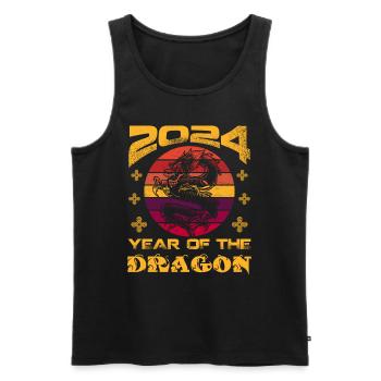 Année du Dragon 2024 Chine Fan Drachenjahr - Débardeur bio Premium Homme - noir - Devant - Michal (187cm)