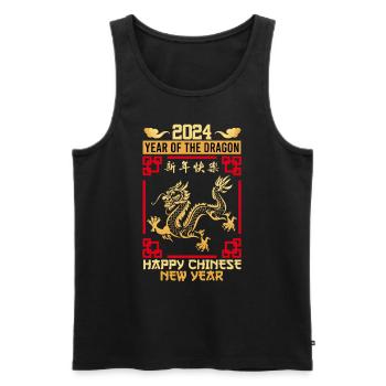 Year of the Dragon Happy Chinese New Year - Men's Premium Organic Tank Top - black - Front - Michal (187cm)