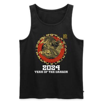 2024 Year of the Dragon Chinesisches Neujahr - Männer Premium Bio Tank Top - Schwarz - Vorne - Michal (187cm)