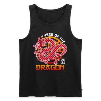2024 Année du Dragon Nouvel An chinois - Débardeur bio Premium Homme - noir - Devant - AI Model Male 178 light (178cm)