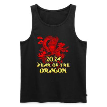 2024 Year of the Dragon Chinesisches Neujahr - Männer Premium Bio Tank Top - Schwarz - Vorne - Michal (187cm)