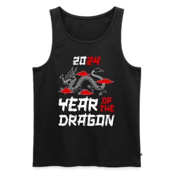 Année du Dragon 2024 Nouvel An chinois - Débardeur bio Premium Homme - noir - Devant - AI Model Male 178 light (178cm)