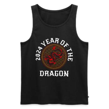 2024 Fête chinoise de l’année du Dragon - Débardeur bio Premium Homme - noir - Devant - AI Model Male 178 light (178cm)