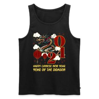 Année du Dragon 2024 Chine Fan Drachenjahr - Débardeur bio Premium Homme - noir - Devant - Michal (187cm)